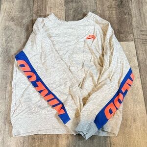Vintage Nike SB grey slouchy spell out sleeve sweater Kids Size‎ large 12/13